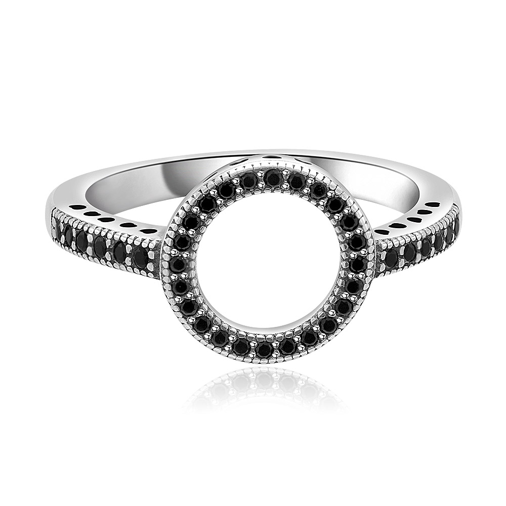 Round Silhouette Black CZ Ring